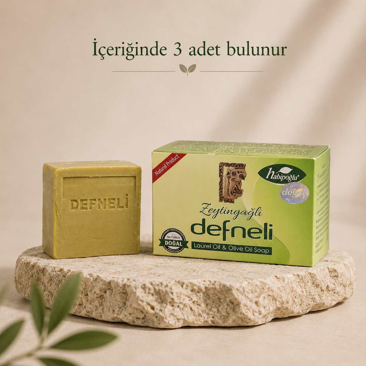 Defneli Zeytinyağlı Sabun 3 Kalıp
